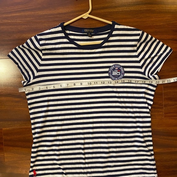 Polo Golf Ralph Lauren Nautical Blue and White Striped Short Sleeve Tee - Picture 10 of 10